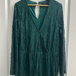 Elegant Green Long Sleeve Romper